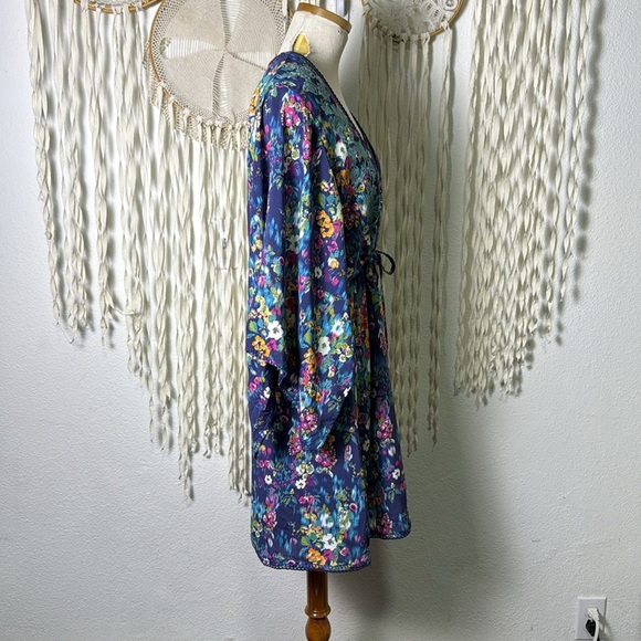 Sundance Blue Floral Slip and Pullover Robe Dress Loungewear Set Size M - Picture 7 of 14